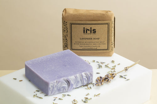 Pure Lavender soap bar. Lavender has a sweet, calming scent and its rejuvenating and soothing effects makes it the perfect essential oil in effective skin care