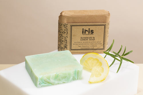 Rosemary and Lemon soap bar. Refreshing aromas from Rosemary blended with fresh and invigorating Lemon essential oils works well in this deep cleansing bar. This bar is full of fresh and uplifting aroma. 