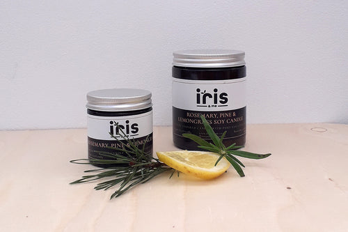 This candle is delightfully refreshing and uplifting with a blend of refreshing and energising aromas.  Both Rosemary & Lemongrass essential oils are powerful with strong aromas to awaken your senses. 
